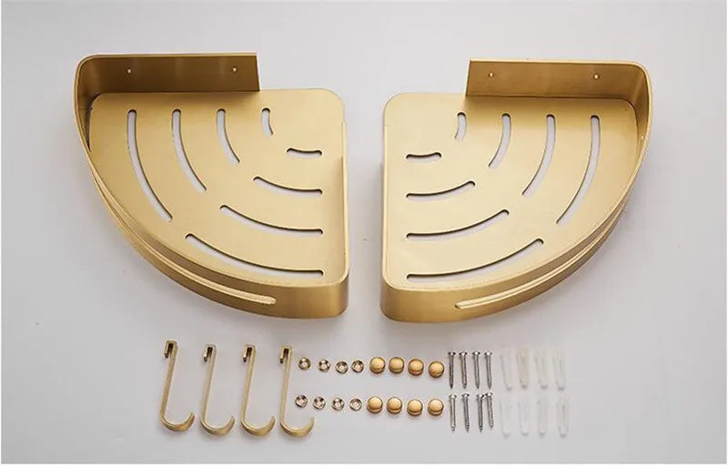 Corner Shelf Wall Mounted Bathroom Shelf Brushed Gold Aluminum Bath Shower Shelf Bath Shampoo Holder Corner shelf
