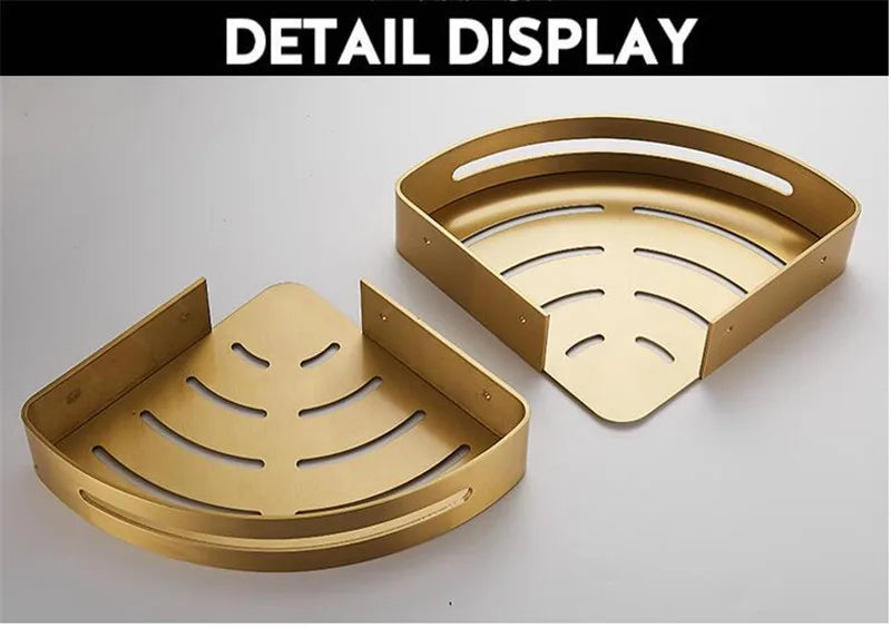 Corner Shelf Wall Mounted Bathroom Shelf Brushed Gold Aluminum Bath Shower Shelf Bath Shampoo Holder Corner shelf