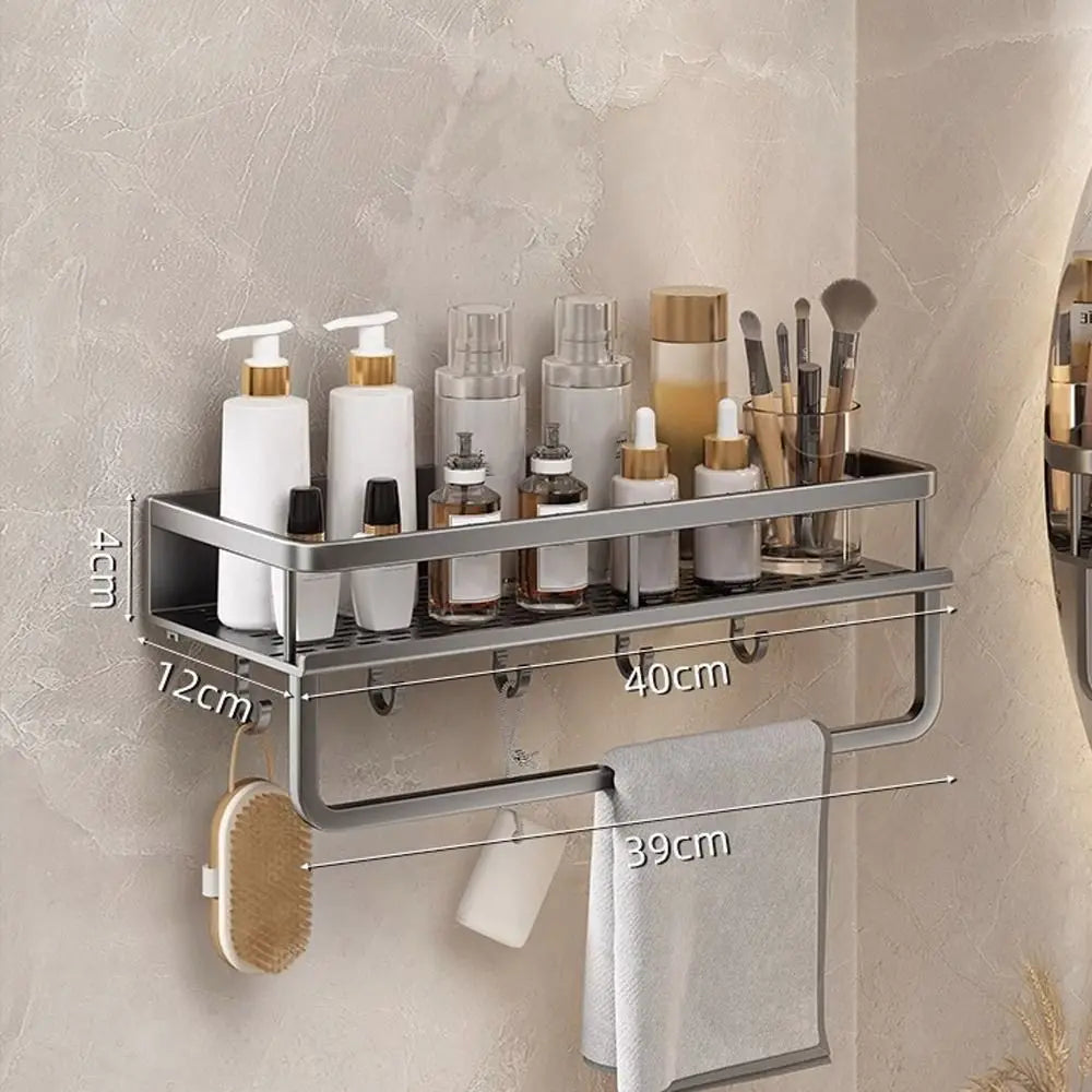 Bathroom Shelves Corner Shower Shelf Aluminum Wall Mount Shampoo Storage Rack Holders No Drill Kitchen Bathroom Accessories