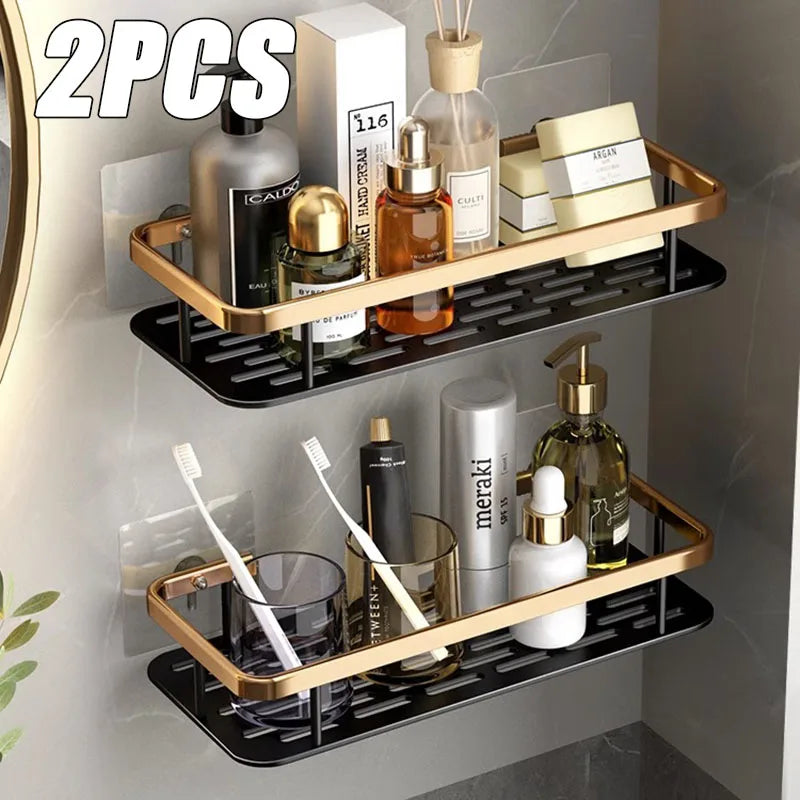 1-3PCS Bathroom Corner Shelf Nail-Free Shower Organizer Wall Mounted Space Aluminum Shelf Bathroom Accessories