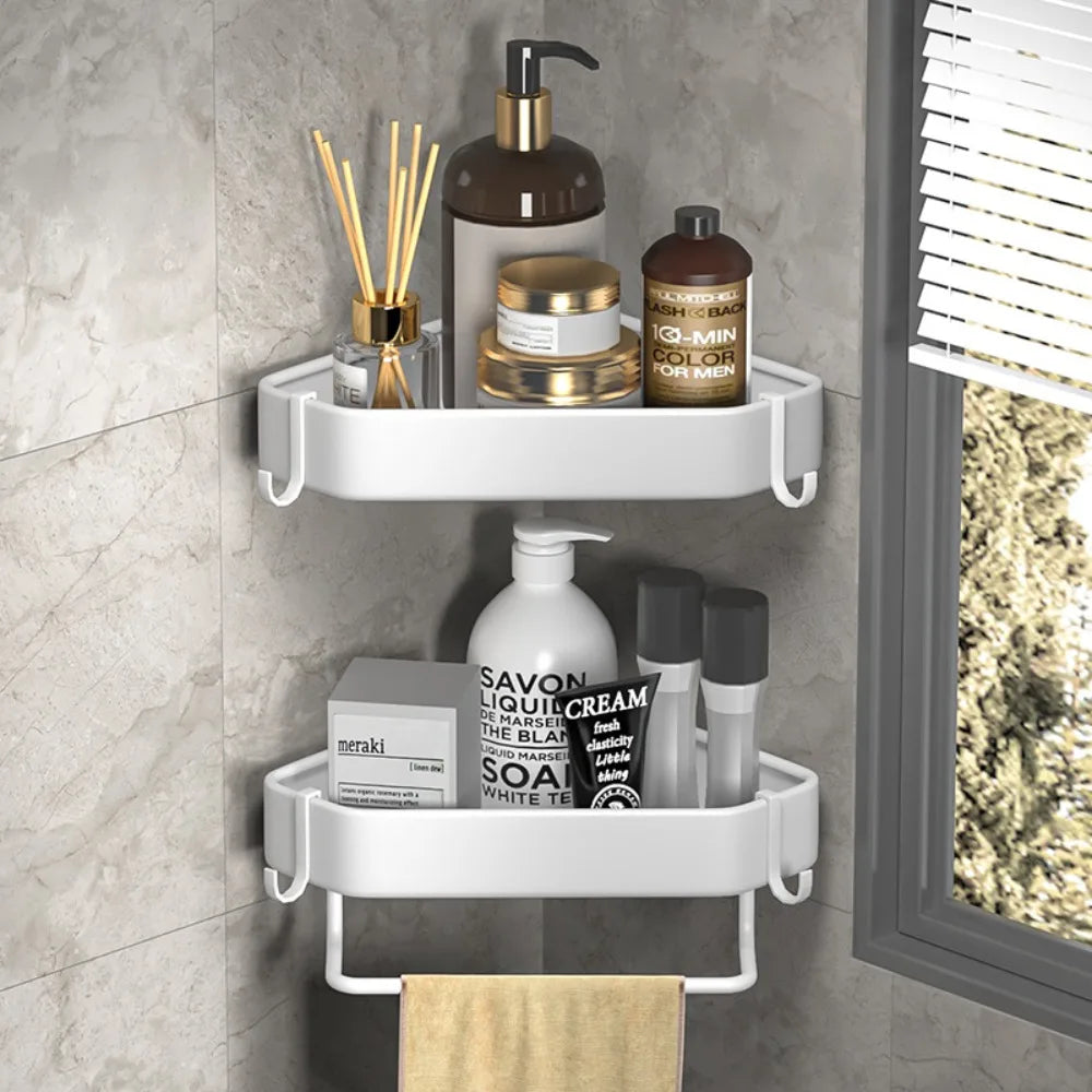 Shelves Stainless Steel Bathroom Corner Shelf No Drill Triangle Storage Rack for Kitchen Bathroom Organizer Bathroom Accessories