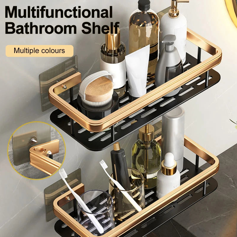 1-3PCS Bathroom Corner Shelf Nail-Free Shower Organizer Wall Mounted Space Aluminum Shelf Bathroom Accessories