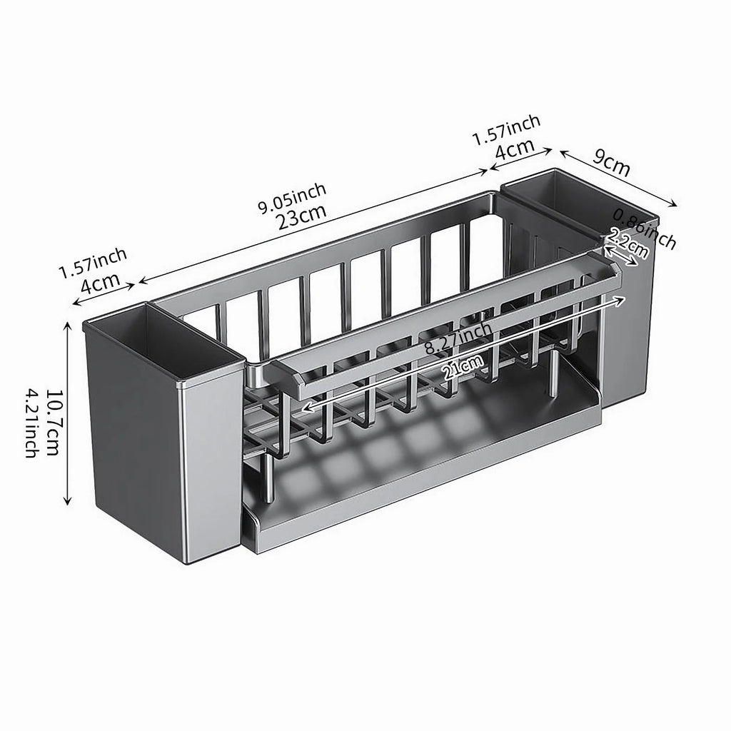 Kitchen Sink Organiser,Kitchen Sink Sponge Holder With Brush Holder,Rag Drain Rack,  Bathroom Organizer, Sink Faucet Sink Ra