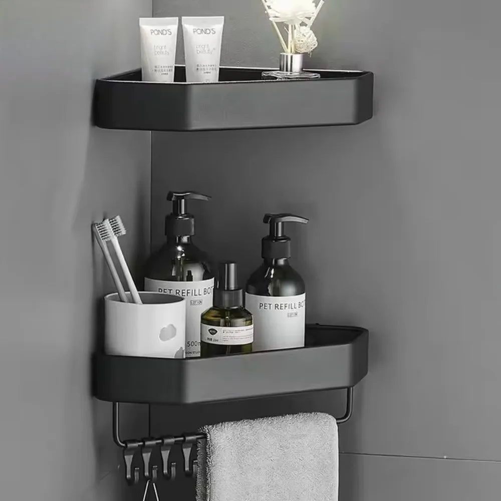 Shelves Stainless Steel Bathroom Corner Shelf No Drill Triangle Storage Rack for Kitchen Bathroom Organizer Bathroom Accessories
