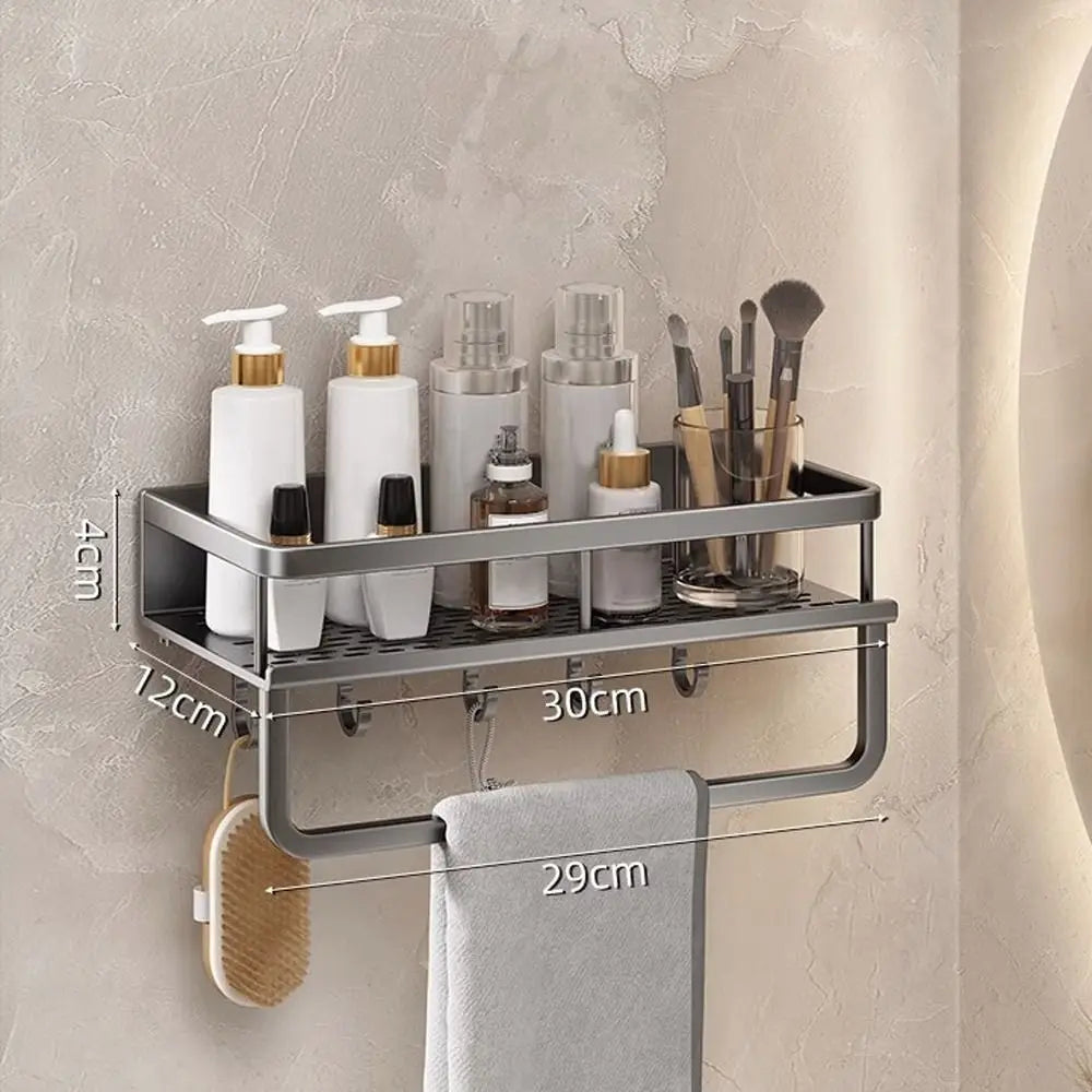 Bathroom Shelves Corner Shower Shelf Aluminum Wall Mount Shampoo Storage Rack Holders No Drill Kitchen Bathroom Accessories